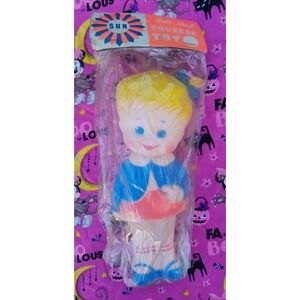 RARE‎ OOAK Antique Vintage Sun Rubber doll NIP NOS Vibrant Girl ponytail